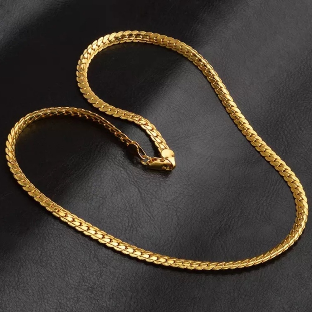 20” NEW 18K GOLD OVER 925 STERLING SILVER SNAKE NECKLACE